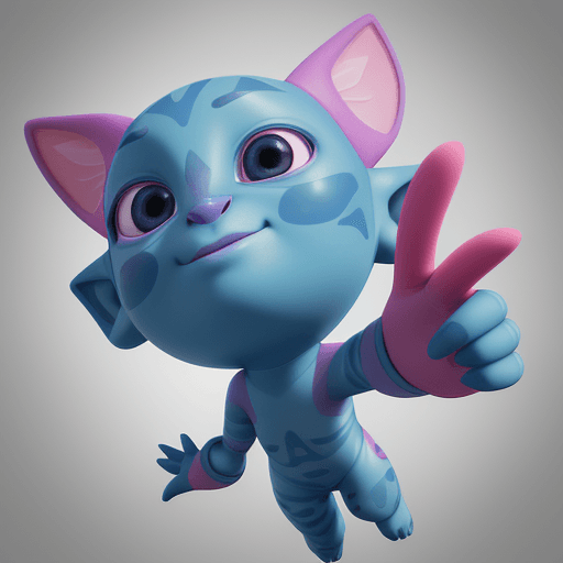 AI generated: 3D Avatar Design, "Playful, Cute, Colorful, Animated, Quirky," "Unity," "Blend shape rigging," "Brig...