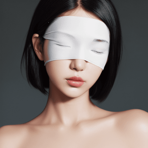 AI generated: a fine art cinematic photography portrait of a women, blindfolded with a brushstroke, face straight ...