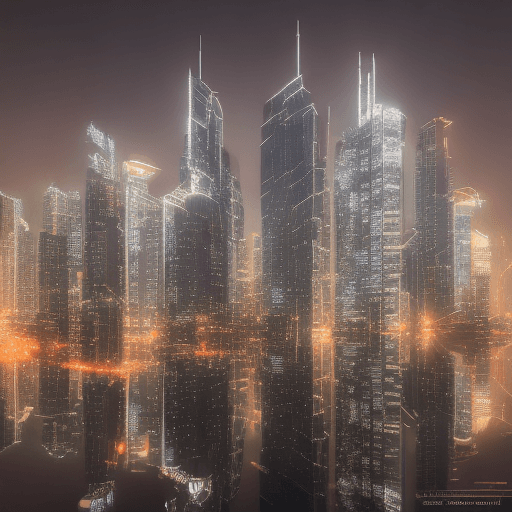 AI generated: High building, big city, night, cyberpunk, high quality, 8k