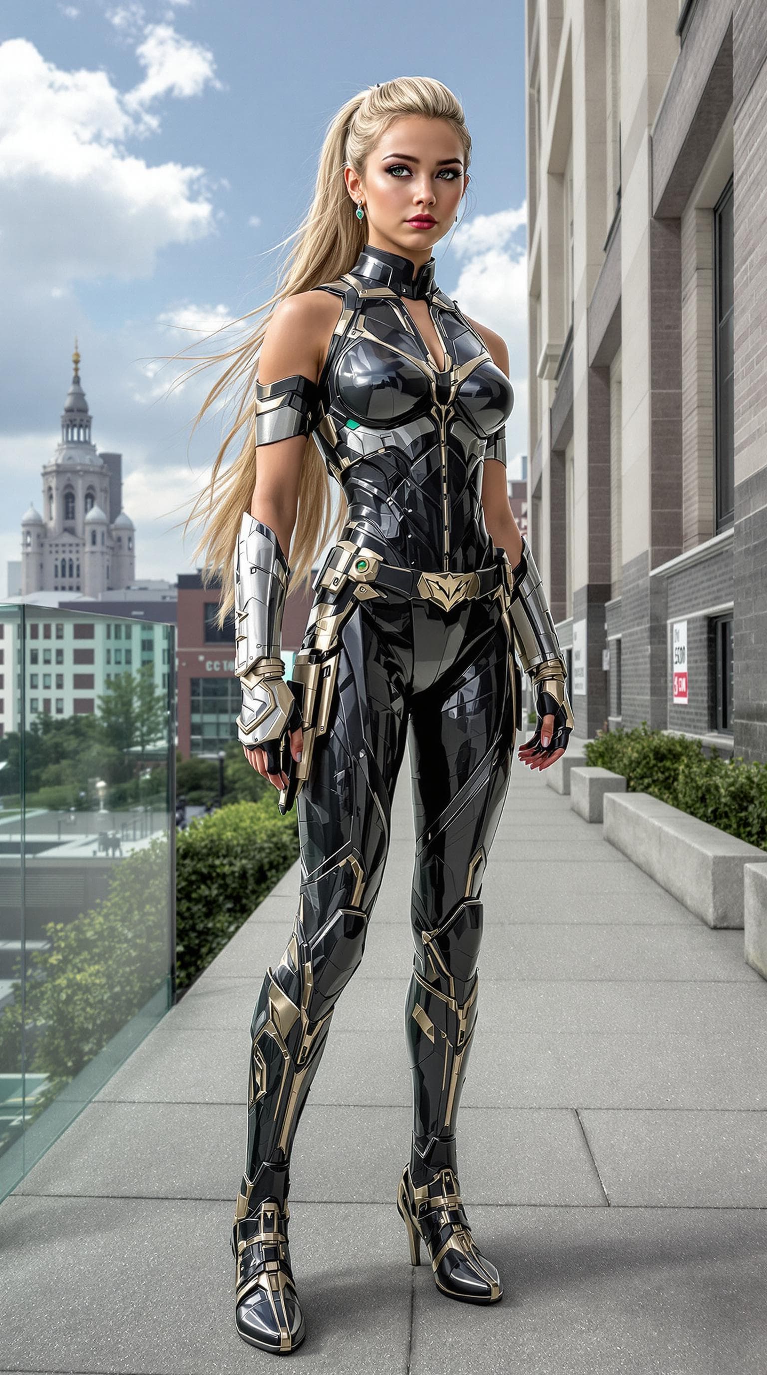 AI generated: a professional photo of a exceptionally of the most beautiful (tween) wonder women, (futuristic),(ma...