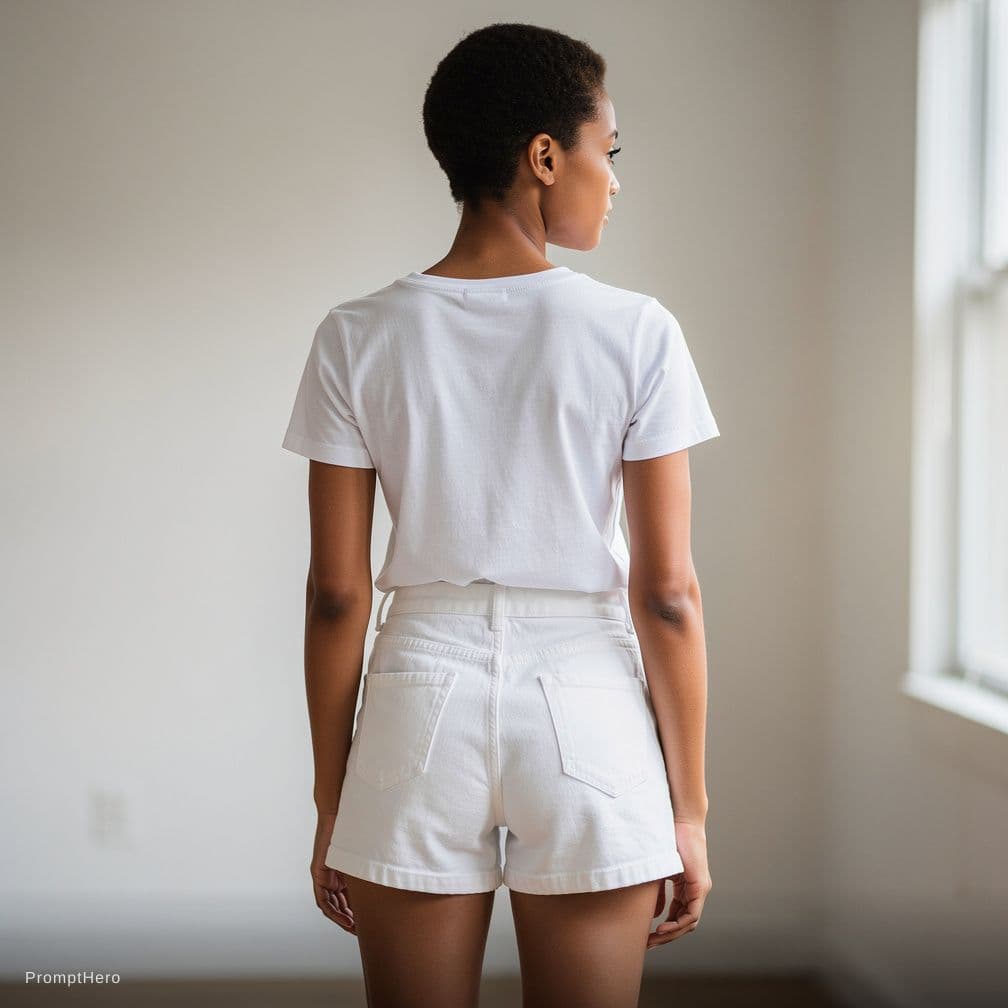 AI generated: AfricaAmerican young lady, light skinned, wearing white panties she’s standing very still her ass is...