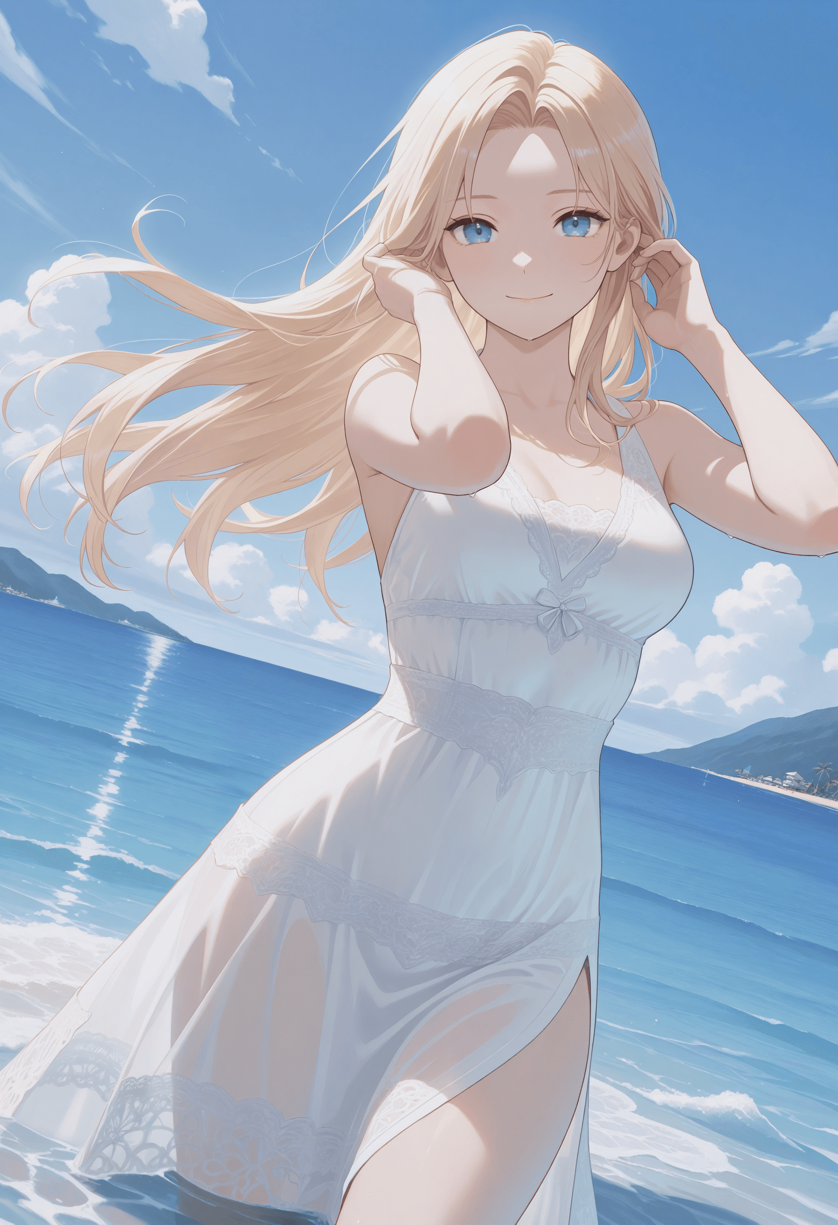 純白のスリットドレス / Pure White Slit Dress- DOAXVV Outfit (Illustrious)