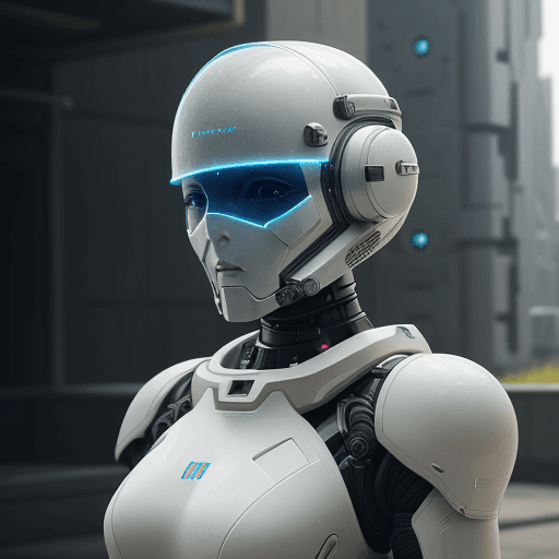 AI generated: white sci-fi female armor with cybernetic helmet, full armor, insulated armor, spacesuit, bald head,...