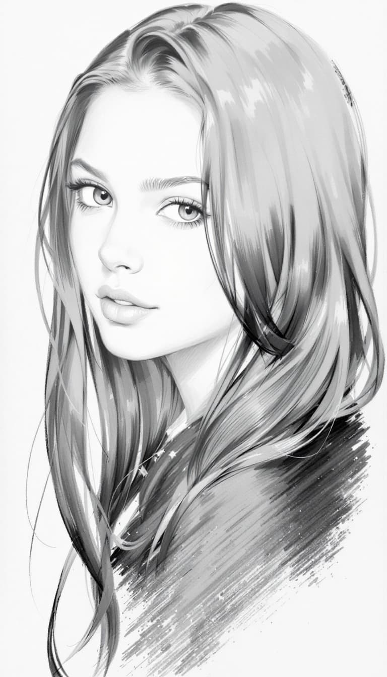 AI generated: girl, pencil portrait