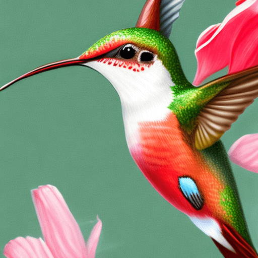 AI generated: Photorealistic portrait of festive coquette hummingbird