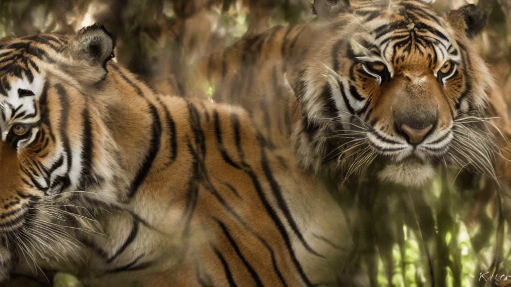 AI generated: roaring tiger in the brasilian jungle, natural light, post processing, color grading, wildlife photo...