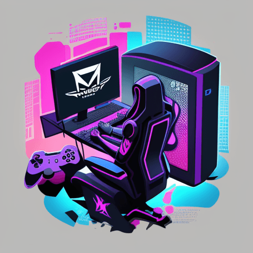 AI generated: tshirt logo design vector, gamer computer, vivid colors, detailed 
