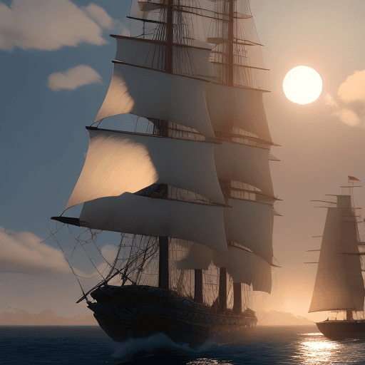 AI generated: Photo of a ultra realistic sailing ship, dramatic light, pale sunrise, cinematic lighting, battered,...