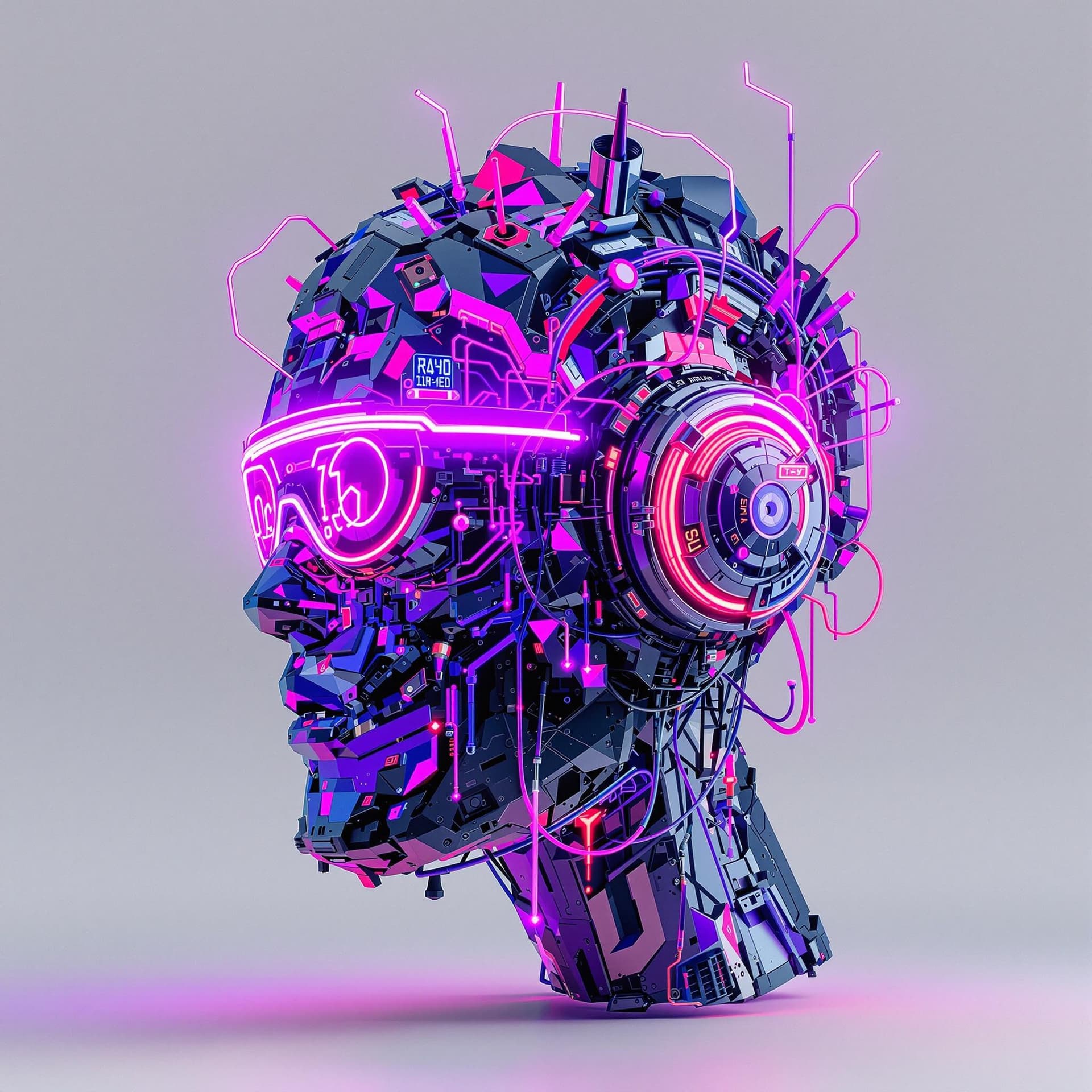 AI generated: 3d 90s rave Techno hybrid  head