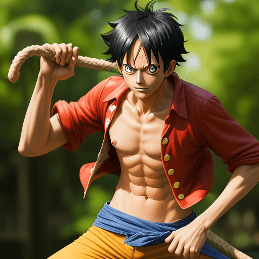 AI generated: A man cosplay one piece monkey d. luffy live in action, high - resolution, photography realistic sty...