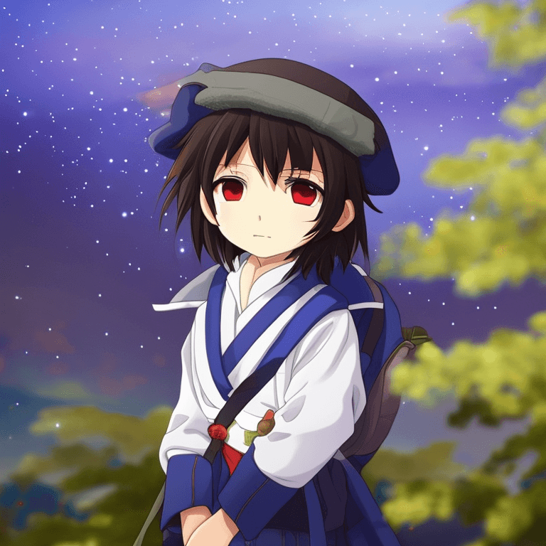 AI generated: 1 boy, wearing a Japanese outfit, otter ears, heterochromia (one red eye and one blue eye), his hair...