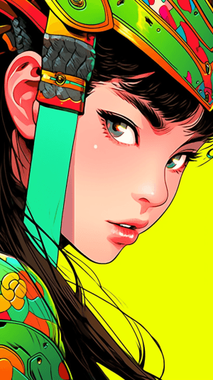 AI generated: The Cultural Revolution meets pop art, close up shot of Chinese vibrant girl, manga style, in colorf...