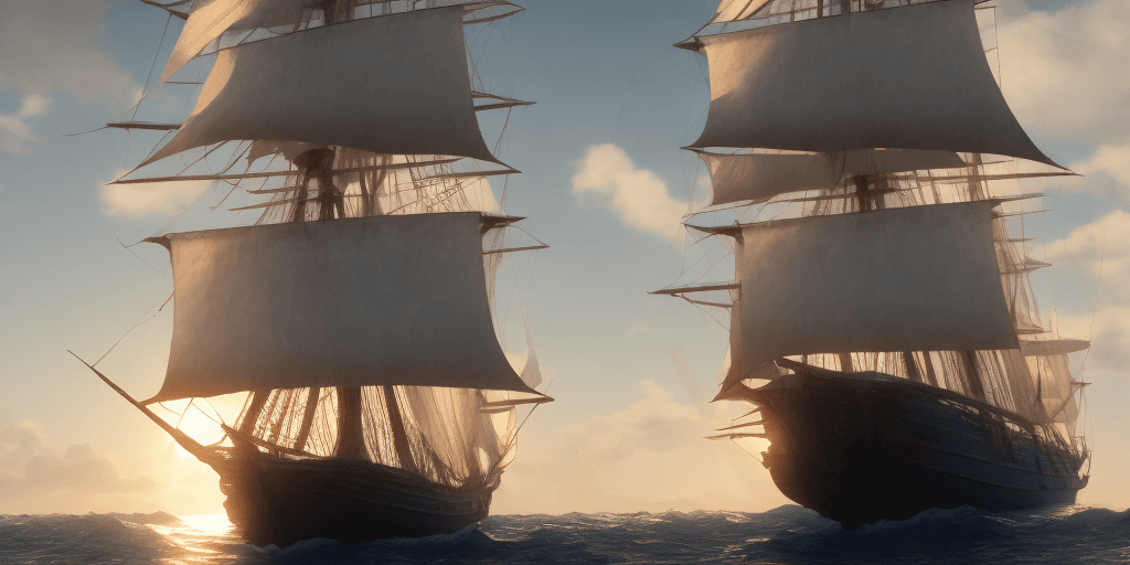 AI generated: Photo of a ultra realistic sailing ship, dramatic light, pale sunrise, cinematic lighting, battered,...