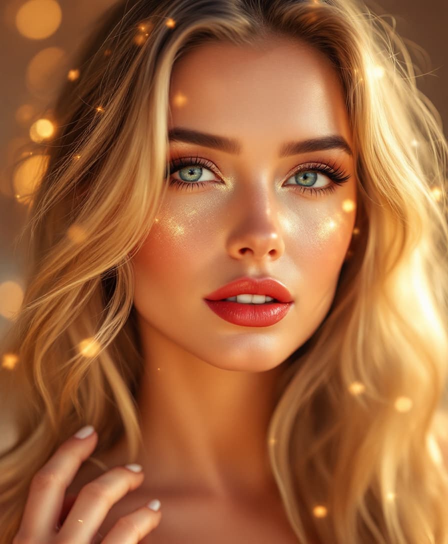 AI generated: Prompt:
"A highly detailed portrait of a woman with a glowing beauty face, radiant skin shimmering ...