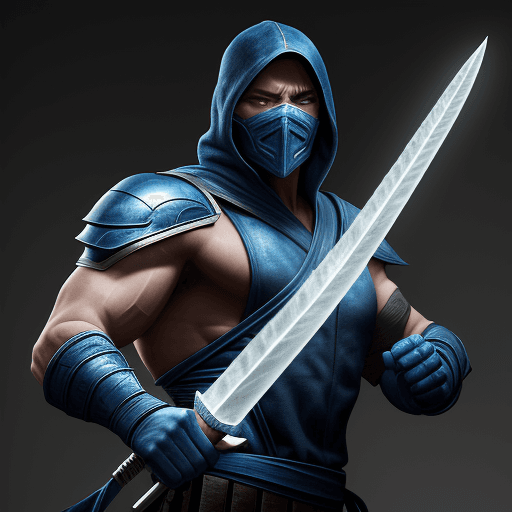 AI generated: sub zero from mortal kombat holding ice sword, 4k, high resolution, hyper realistic --v 4 --q 2 --up...