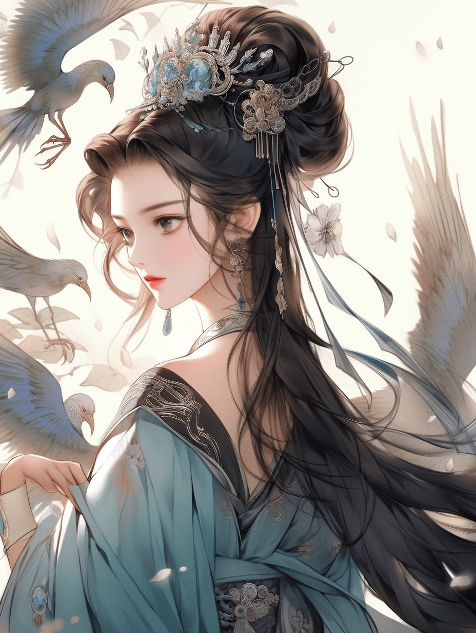 AI generated: Ancient China, Tang Dynasty 800-year elegant and sophisticated girl, mesmerizing eyes, captivating a...