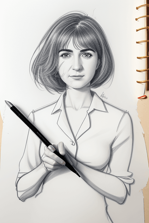 AI generated: Maia Sandu, ((amateur) scribble sketch), (smudges) on paper, (faded lines)