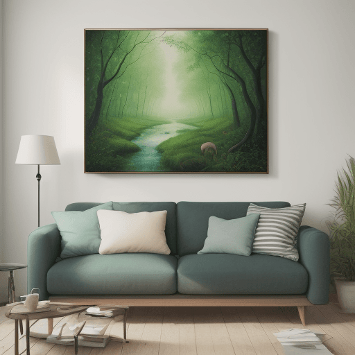 AI generated: A beautiful painting for my living room which depicts my love for nature