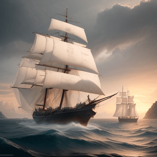 AI generated: Photo of a ultra realistic sailing ship, dramatic light, pale sunrise, cinematic lighting, battered,...