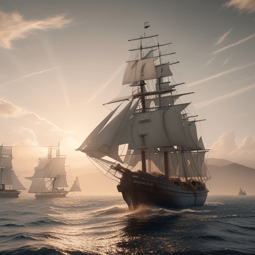 AI generated: Photo of a ultra realistic sailing ship, dramatic light, pale sunrise, cinematic lighting, battered,...