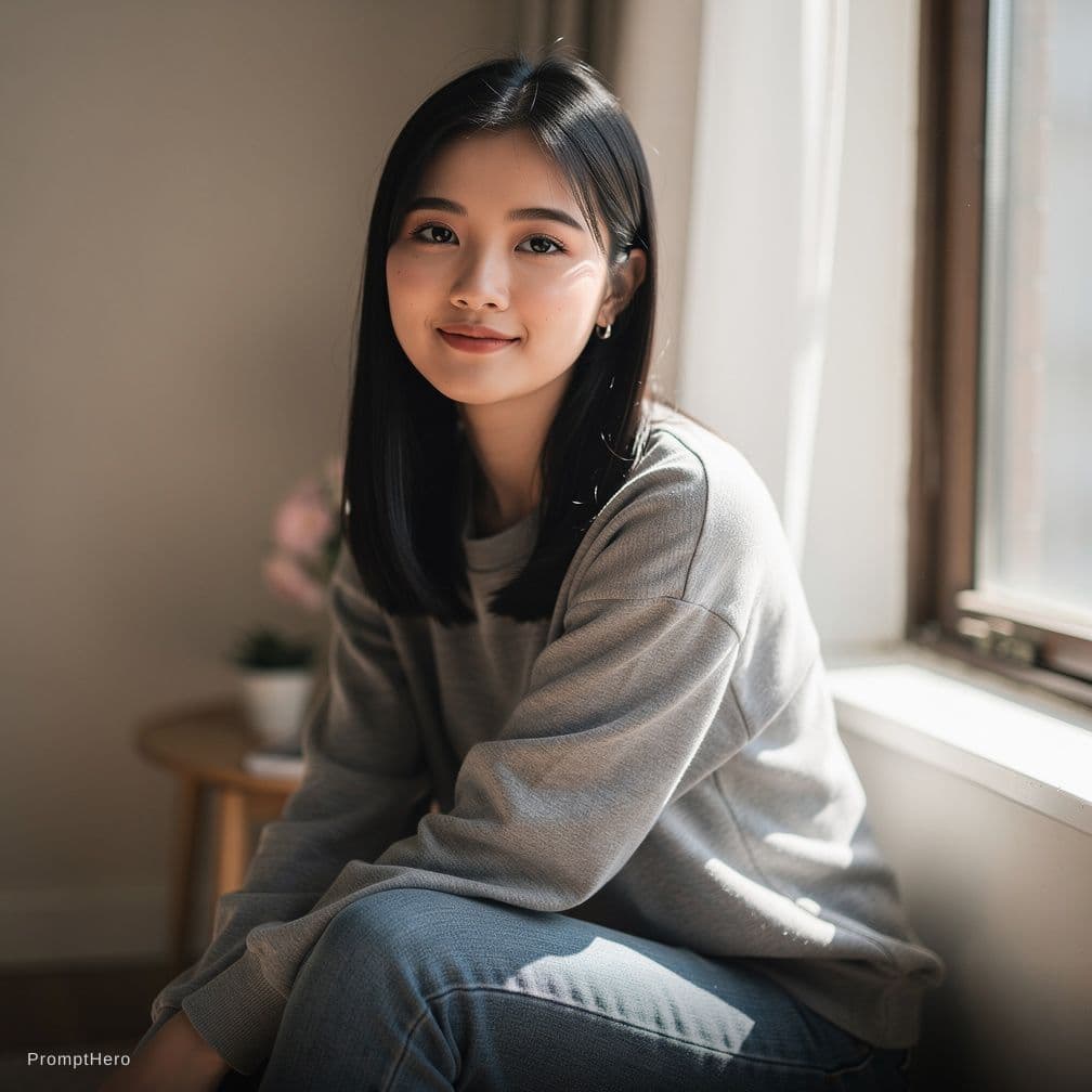AI generated: 1 girl 18 year old cute face black hairs naked round tight breast 