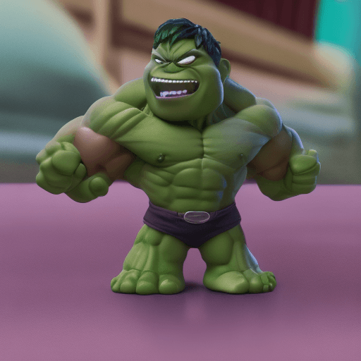 AI generated: Chibi hulk figurine, modern Disney style