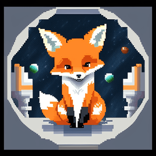 AI generated: Cute fox in astronaut suite space, SAI Pixel Art