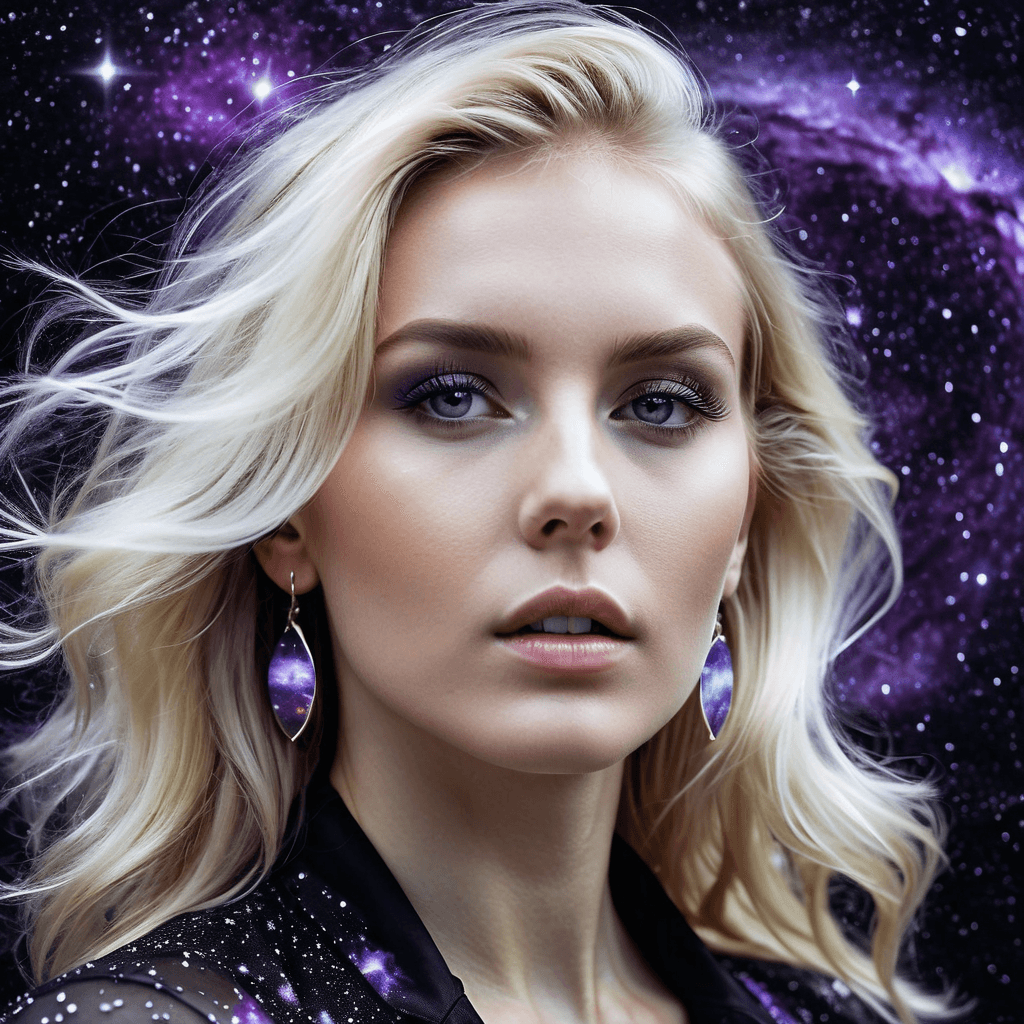 AI generated: Double exposure, blonde woman, galaxy, black outer space background, jorg karg style, portrait, 8k, ...