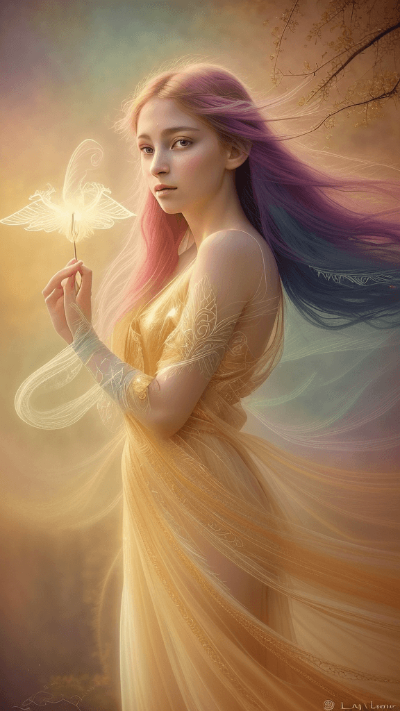 AI generated: vibrant colors, natural lighting, mystical atmosphere, fantasy theme, ethereal beauty, delicate feat...