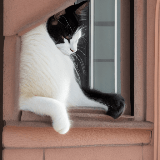AI generated: Black Cat Sleeping Near Window