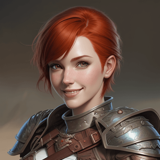 AI generated: Portrait, pretty human female ranger, d&d style, smile, highly detailed, digital painting, redhead, ...