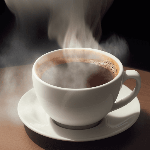 AI generated: cup coffee steam rising out soft 