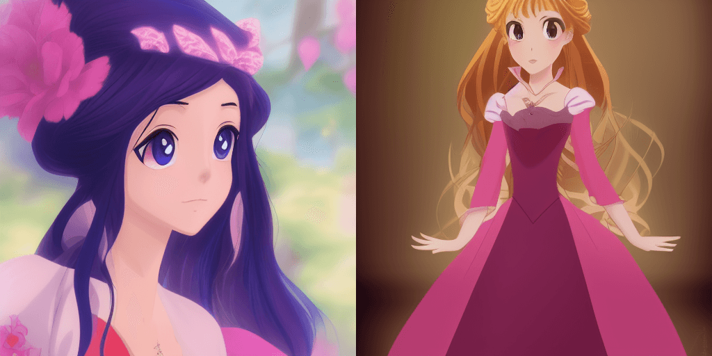 AI generated: portrait of a beautiful anime female, in disney princess style, HD
