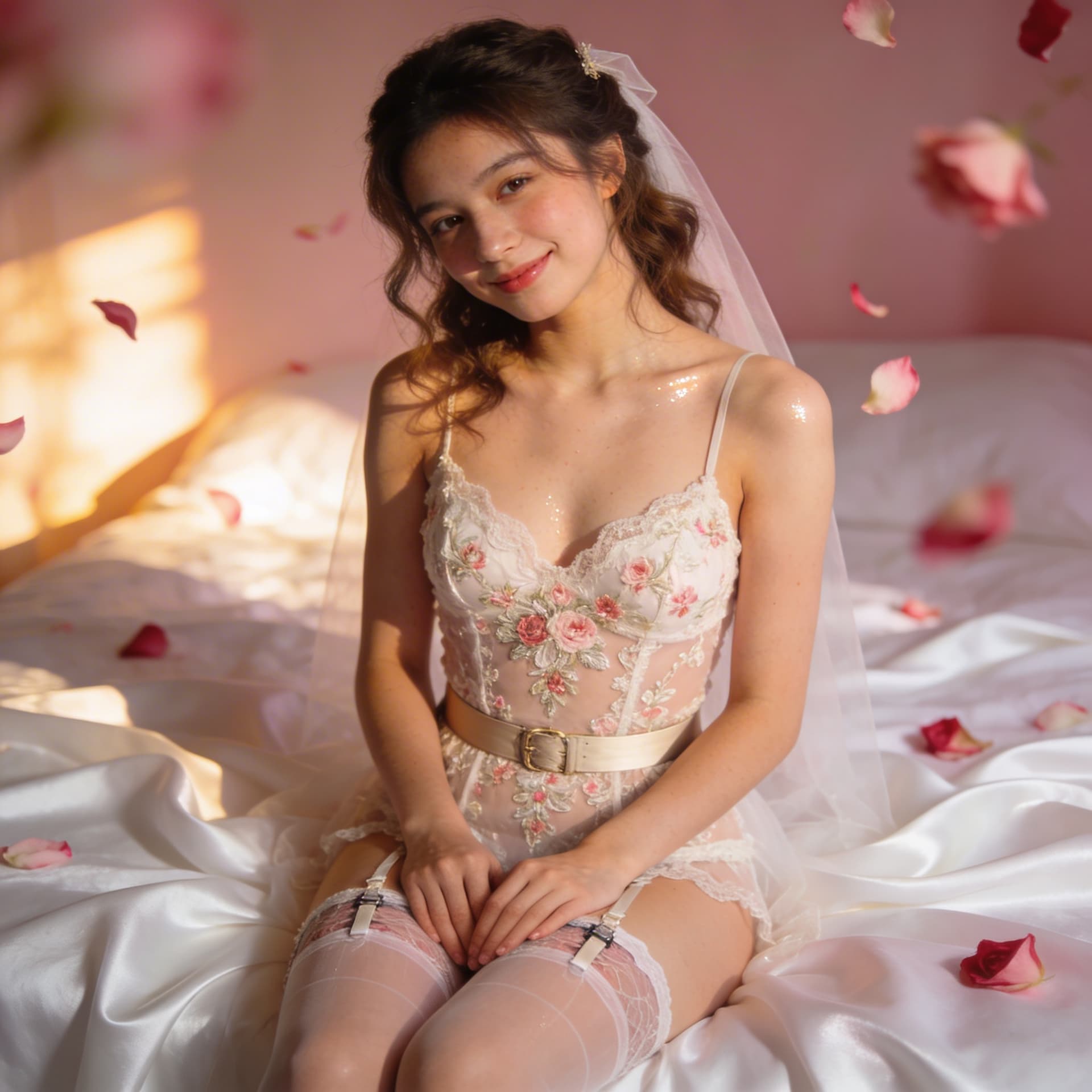 AI generated: women 18 y.o. in bridal lingerie