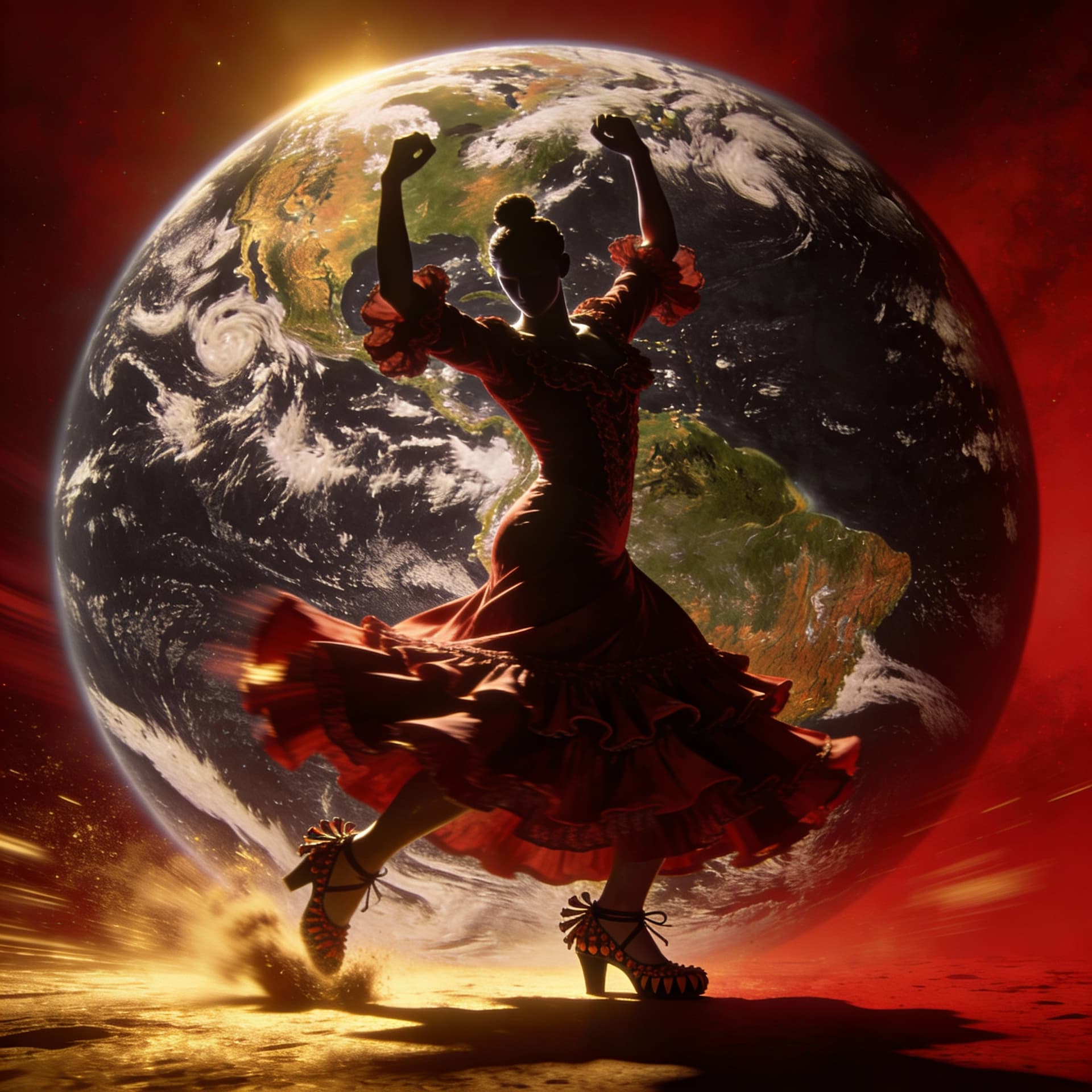 AI generated: un planeta tierra que baila flamenco y no va de broma