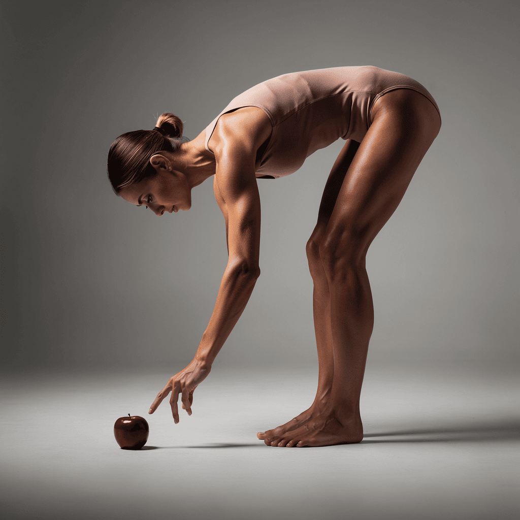 AI generated: nude girl bend over to pick up an apple