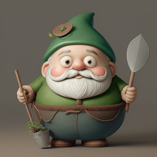 AI generated: This image features a whimsical character that resembles a gnome or a garden creature, with a body t...