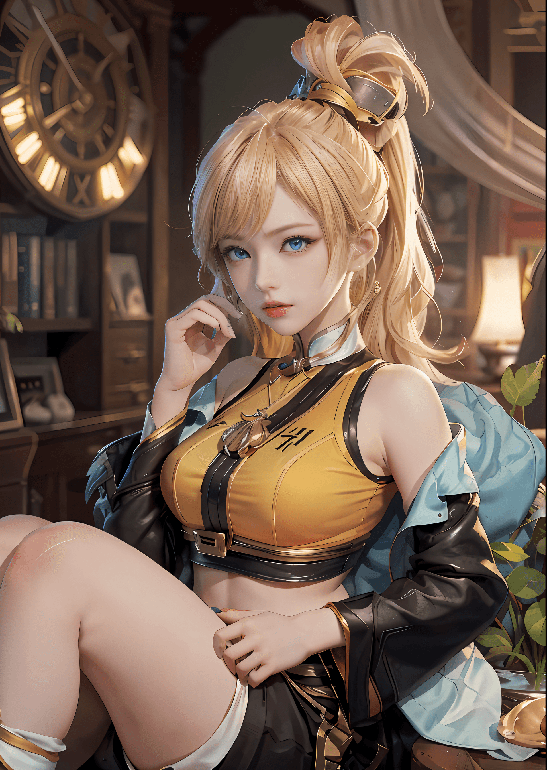 AI generated: "(Masterpiece, Best Quality, Realism, Real, Photo: 1.4), Ji Xiaoman, Blonde, Very cute face, Blue ey...