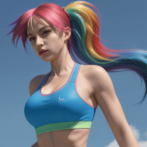 AI generated: Rainbow Dash with sport bra 