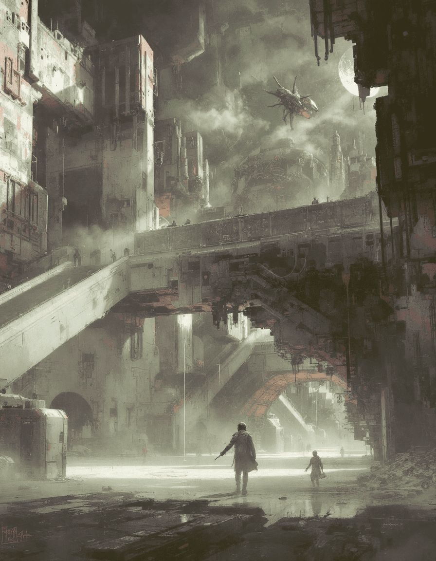 AI generated:   /imagine prompt an amazing futuristic dystopian image (in the style of the artist Joao Ruas:1.9).