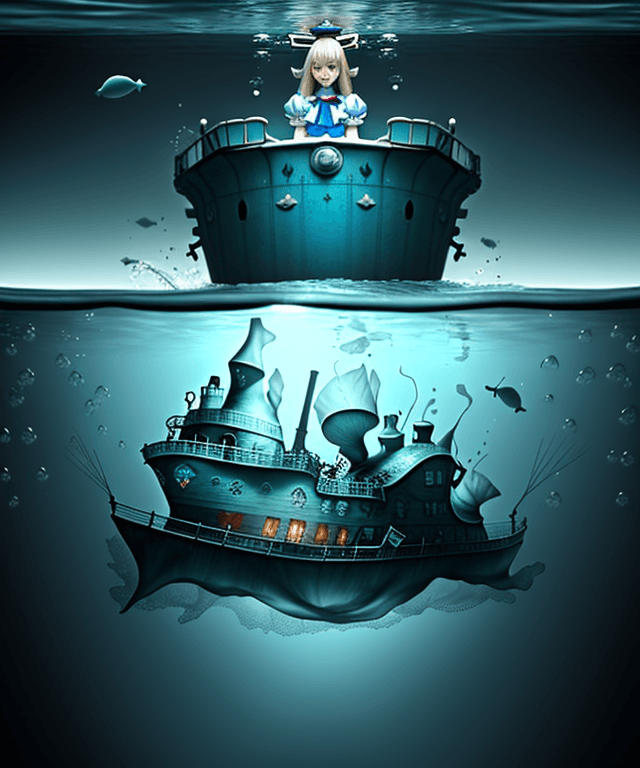 AI generated: realistic 
alice sinking under an ocean
