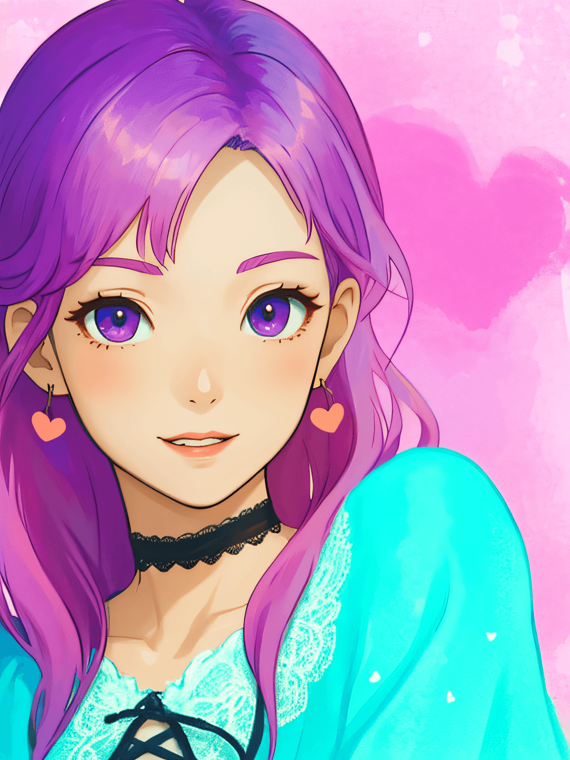 AI generated: A trio of smiling girls with long, colorful hair pose for the camera, each wearing a different cute ...