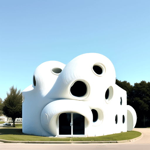 AI generated: a building in the shape of a white caterpillar