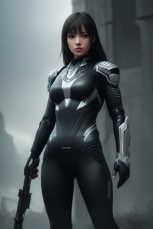 AI generated: (art by Richard Anderson:1.1), a female nano soldier, sharper details, realistic, high details, crys...