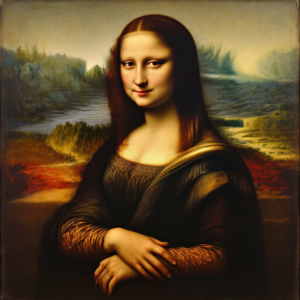 AI generated: mona lisa painted by leonardo da vinci --q 2 --v 4