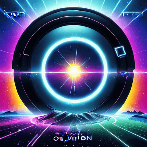 AI generated: a bright happy, melodic techno artwork for a song called oblivion, no fonts,