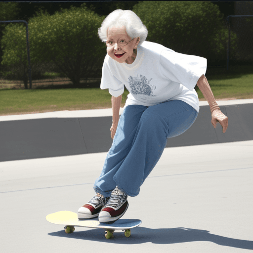 AI generated: grandma playing skateboard
