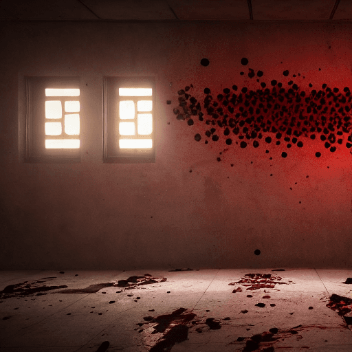 AI generated: wall with Bullet holes,black scratches،blood drops on wall, cinematic lighting, trending on artstati...
