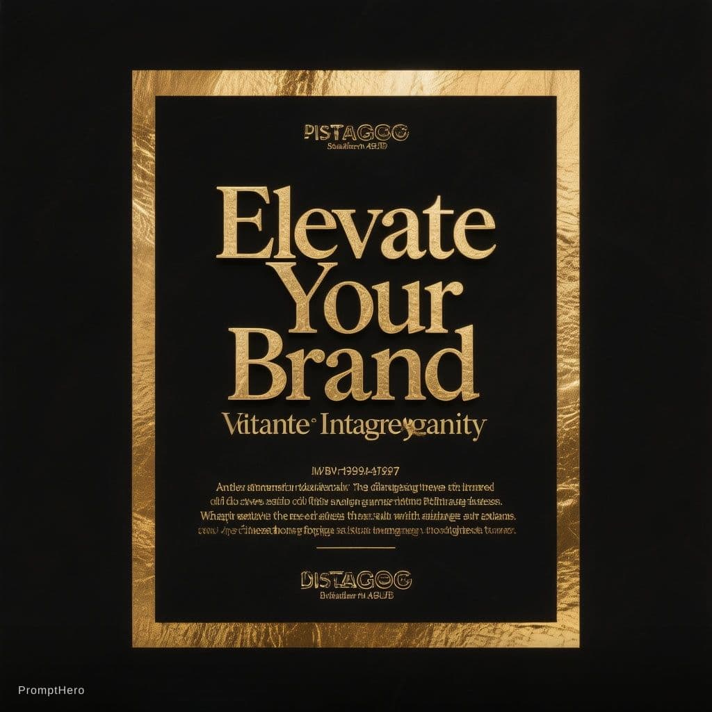 AI generated: Luxury premium Instagram poster for a creative design agency, matte black background with gold foil ...