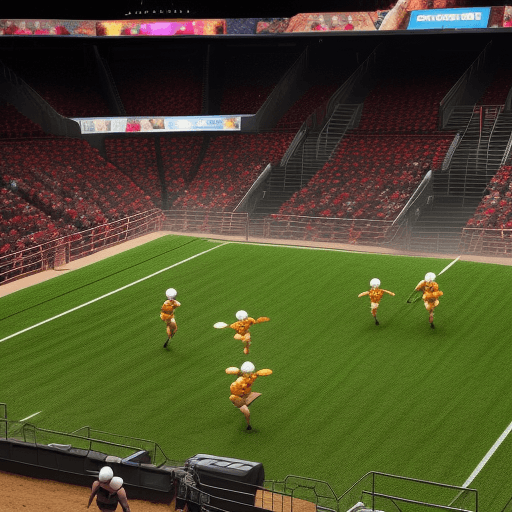 AI generated: we are having fun watching an exciting "tater tot") battle in the arena
